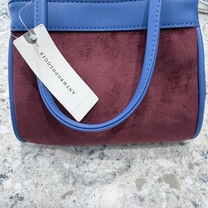 Anthropologie Blue and Burgundy Women's Bag, NWT